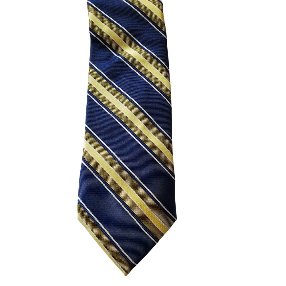 Jos.‎ A. Bank Traveler Silk Tie Navy Gold Stripe Necktie Business Formal